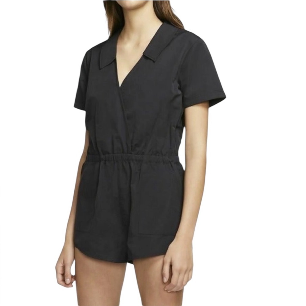 Hurley Coastal Solid Short Sleeve Romper Black Womens Medium
